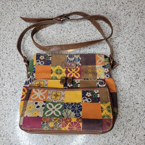 RELIC by Fossil Faux Leather Multi-Color Patchwork Adjustable Crossbody Purse - Picture 12 of 12